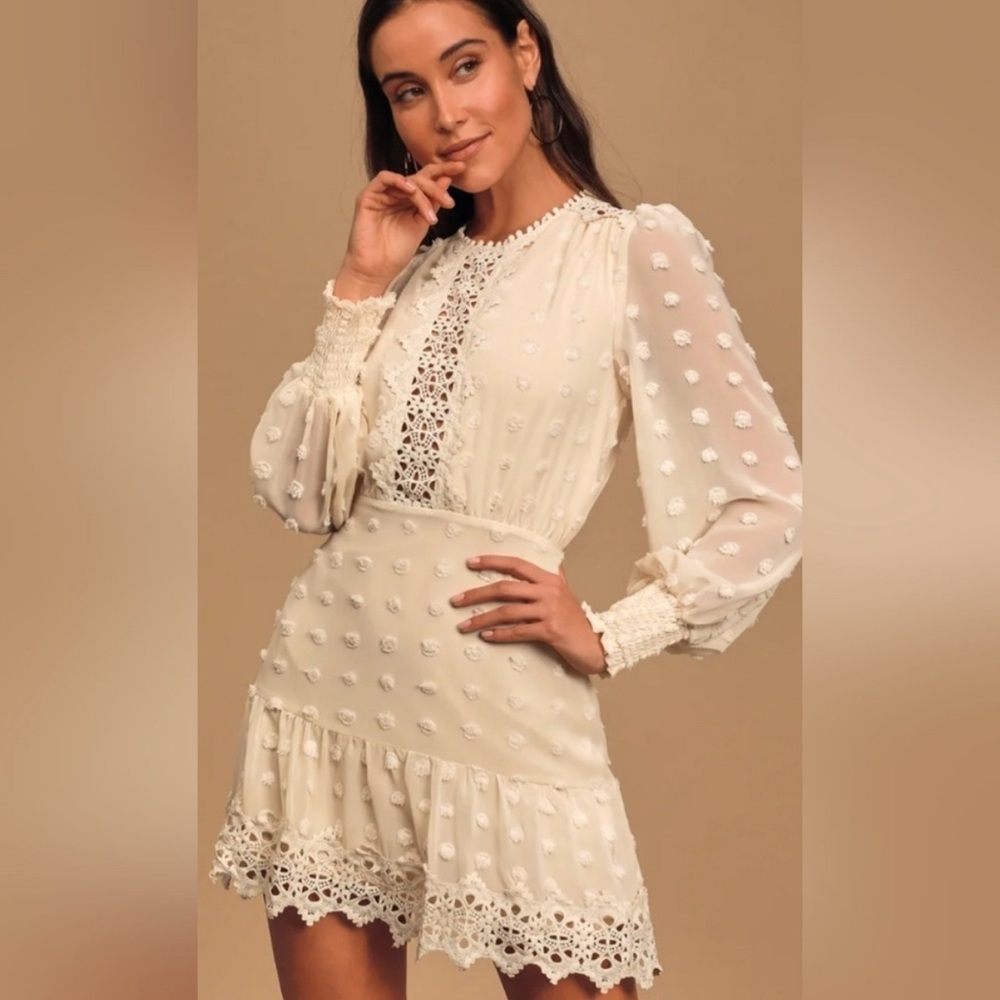 Lulu's Ivory Crochet Lace Dress
